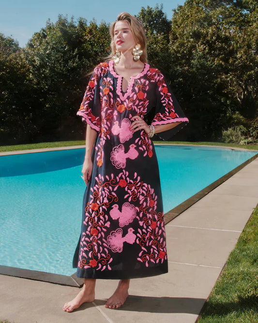 Charming Caftan Peacock Embroidery Dress