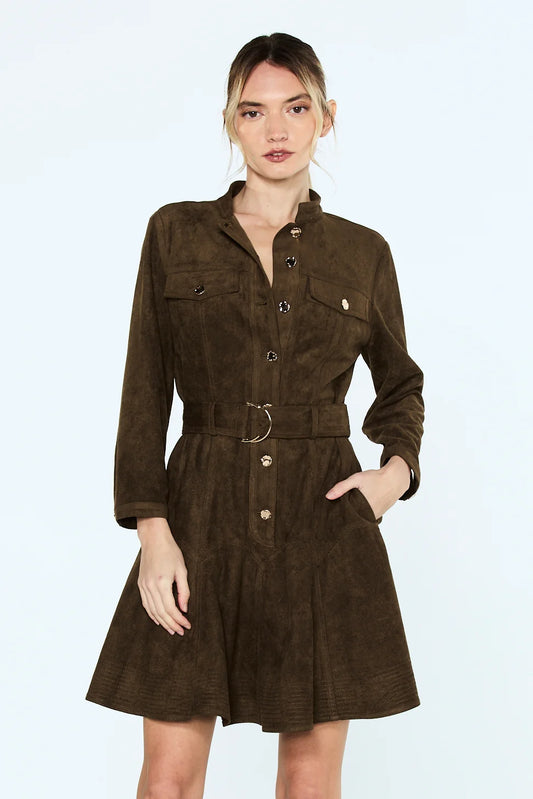 Kerrie Belted Mini Dress - Olive