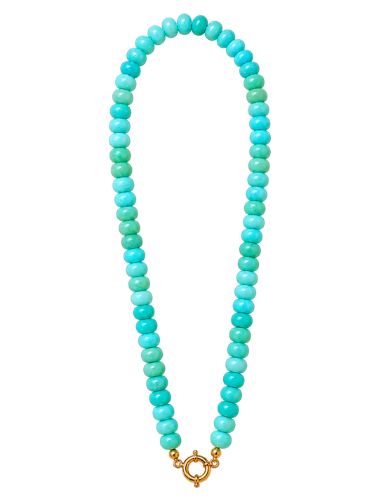 Mint Sailor Clasp Glass Beaded Necklace