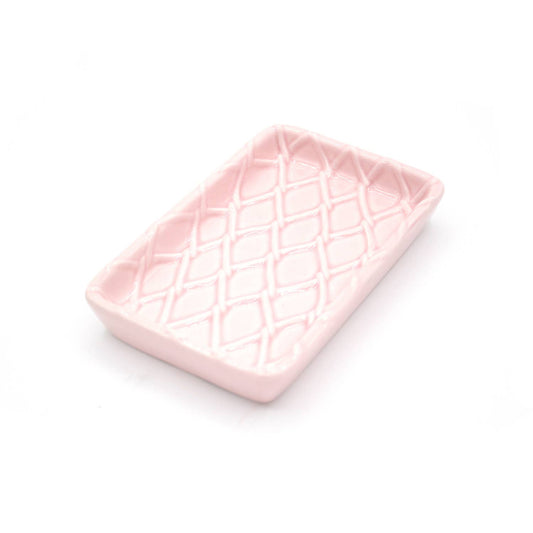 Pink Textured Ceramic Bar Soap Dish