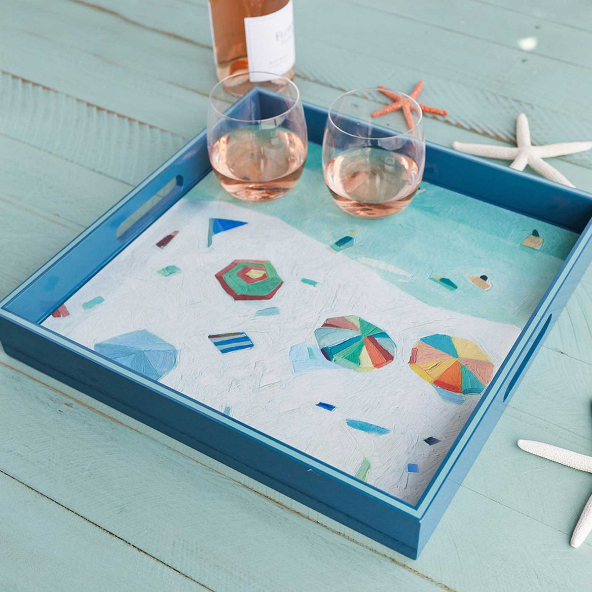 Beach Vista  Square Lacquer Serving Tray