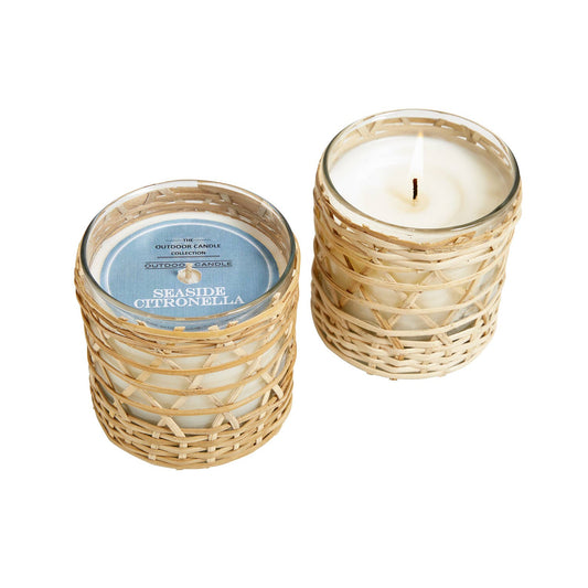 Citronella Seaside Candle In Bamboo Wrapped 7oz.