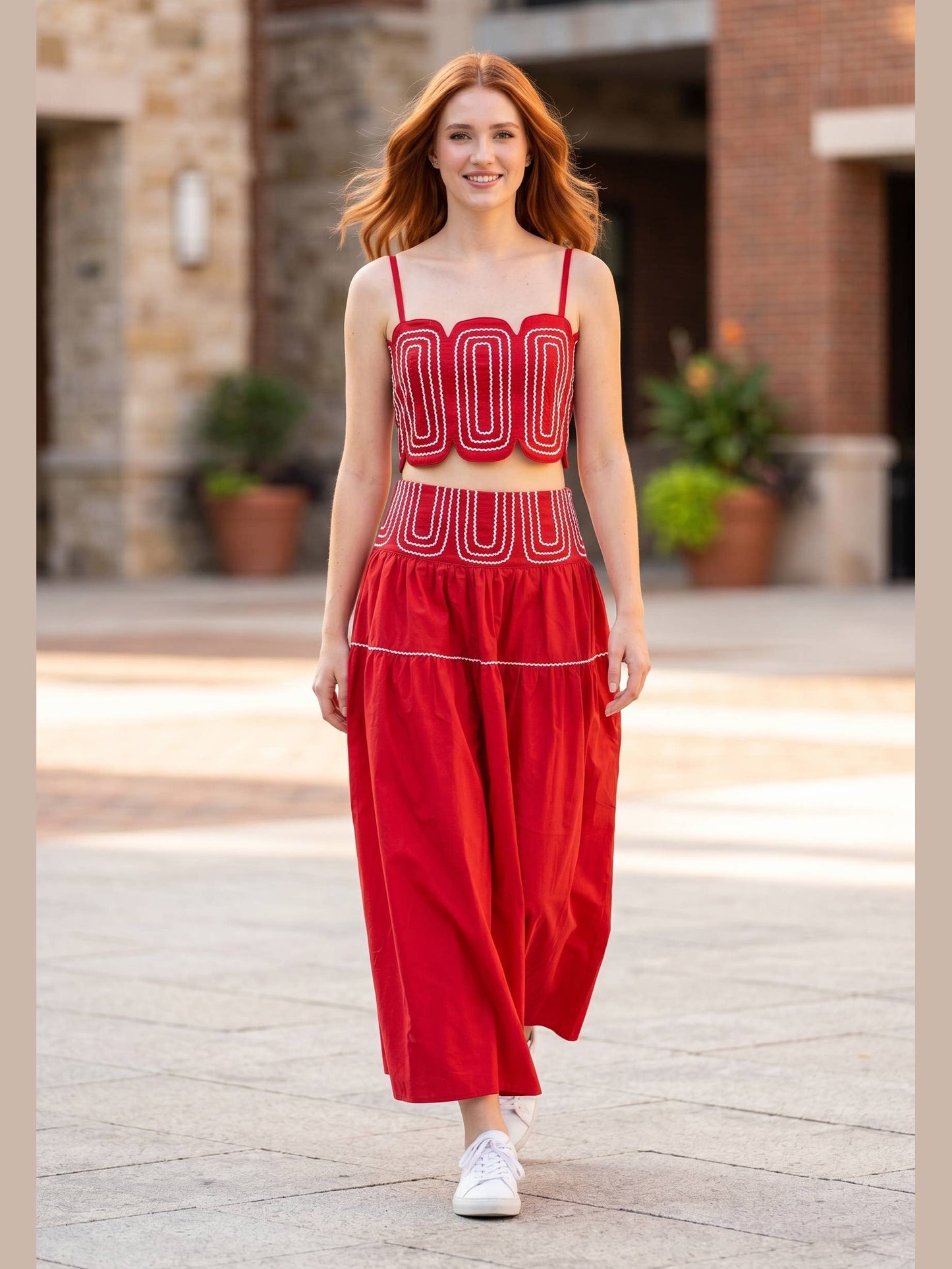 Exclusive Lace Trimmed Top & Skirt Set