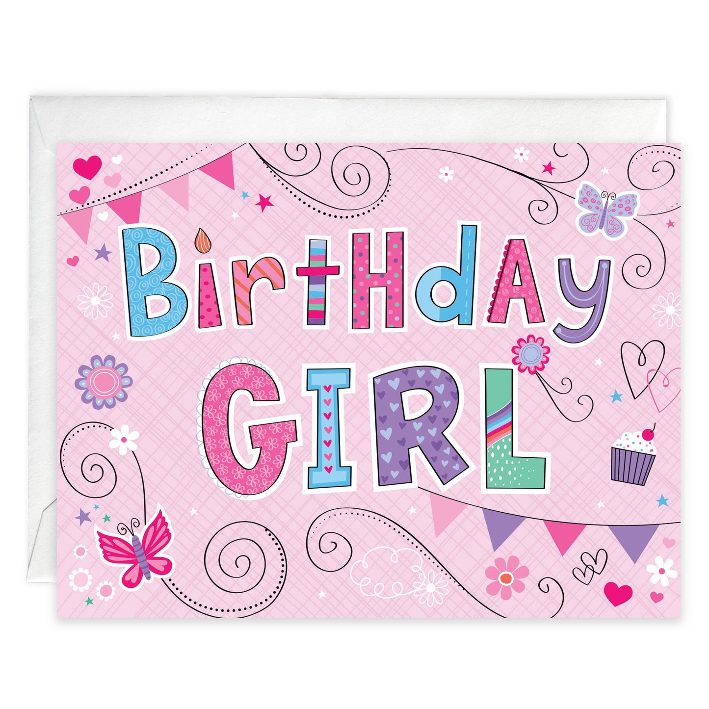 Birthday Greeting Card - Kids - Pink Birthday Banners