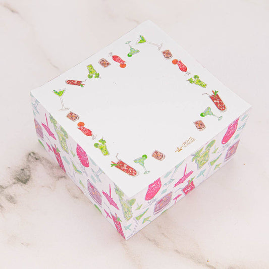 Cocktails Note Cube   White/Multi   3x3