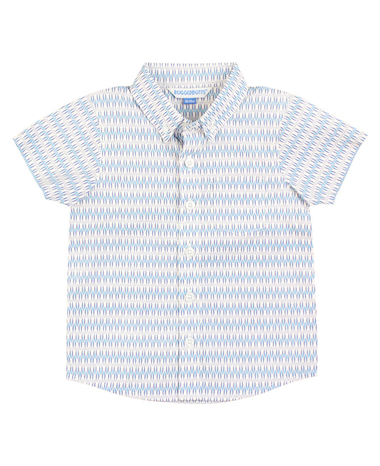 Boys Riding the Waves Short Sleeve Button Down Shirt