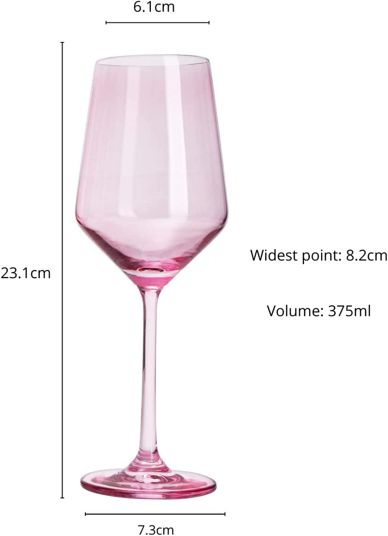 Pink Colored Wine Glass - 12 oz Hand Blown