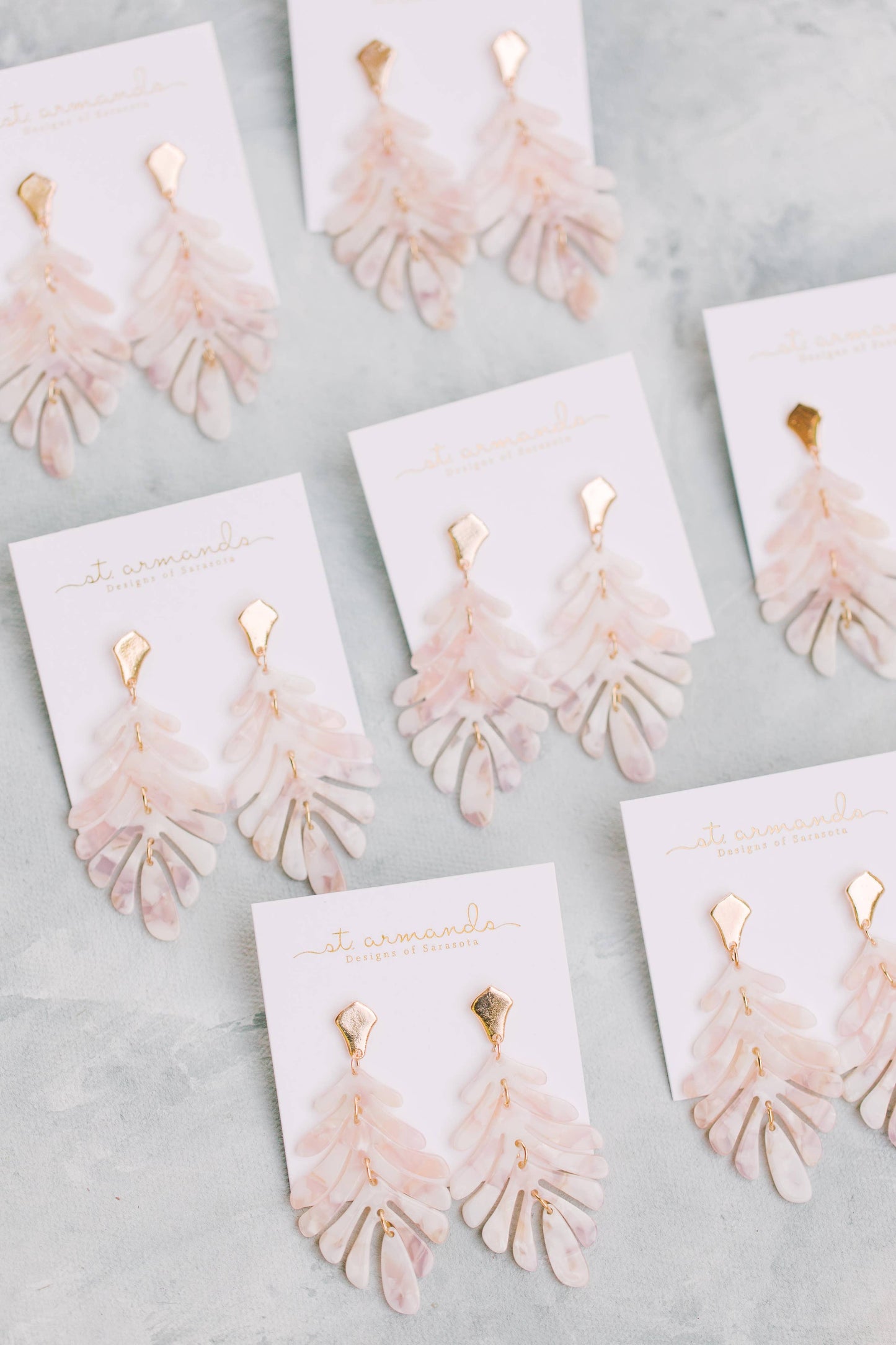 Pink Petite Palm Statement Drop Earrings