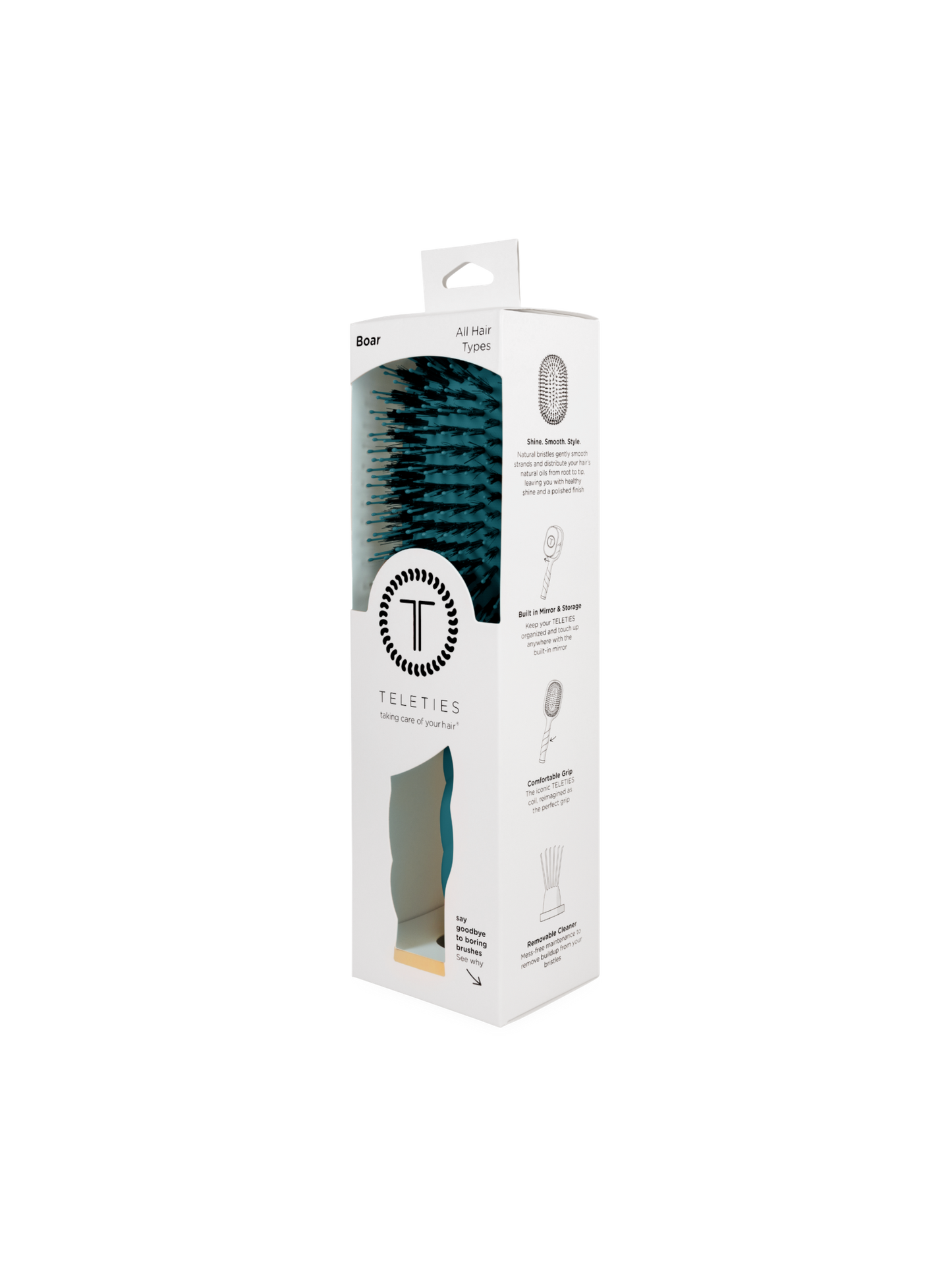 Boar Bristle Hair Brush - Teal With It