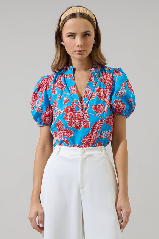 Ripon Floral Close to You Split Neck Top
