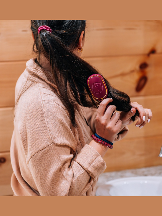 Mini Boar Bristle Hair Brush - Mulberry