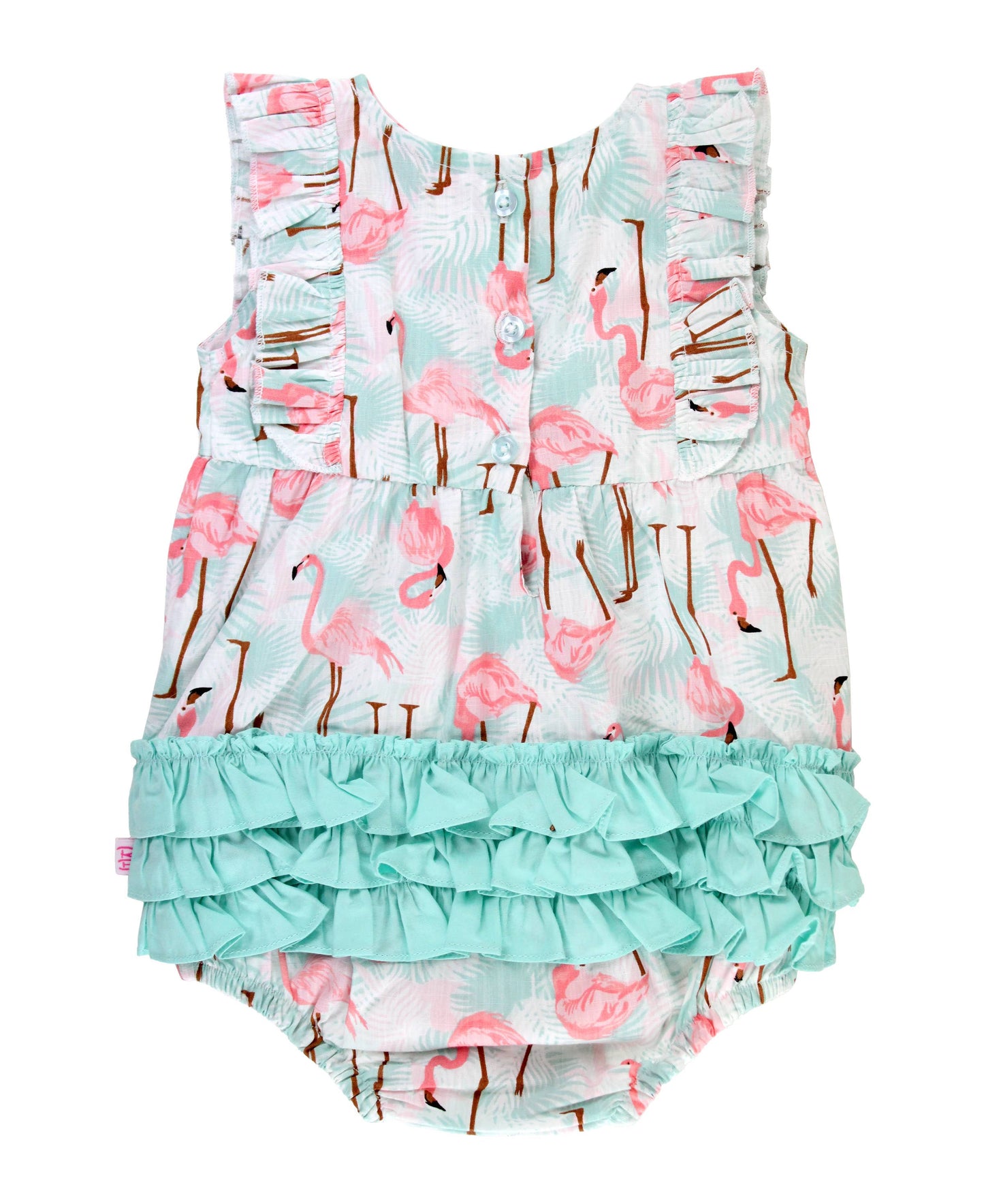 Baby Girls Vibrant Flamingo Classic Ruffle Bubble Romper