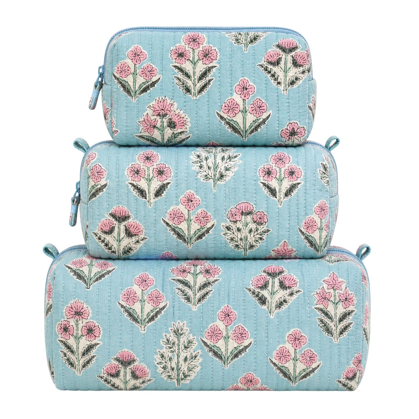 Light Blue Floral Quilted Bag Print