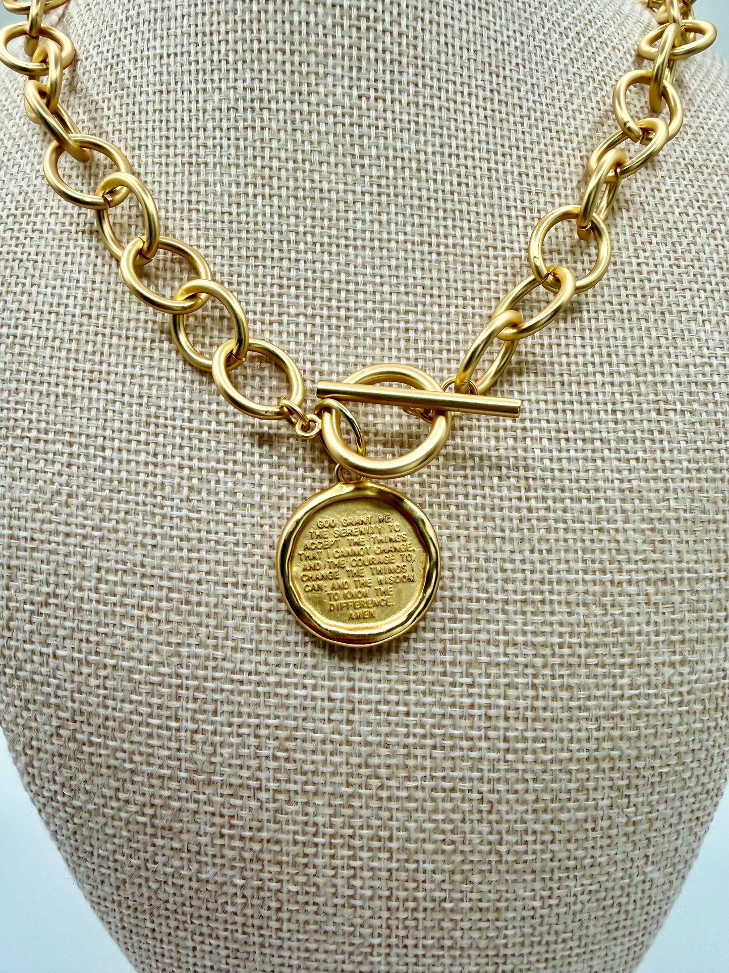 Heirloom Matte Gold Serenity Prayer Necklace