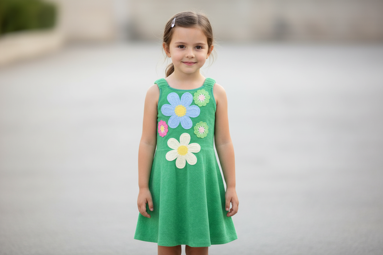 Fit and Flare Dress with Flower Crochet Details
