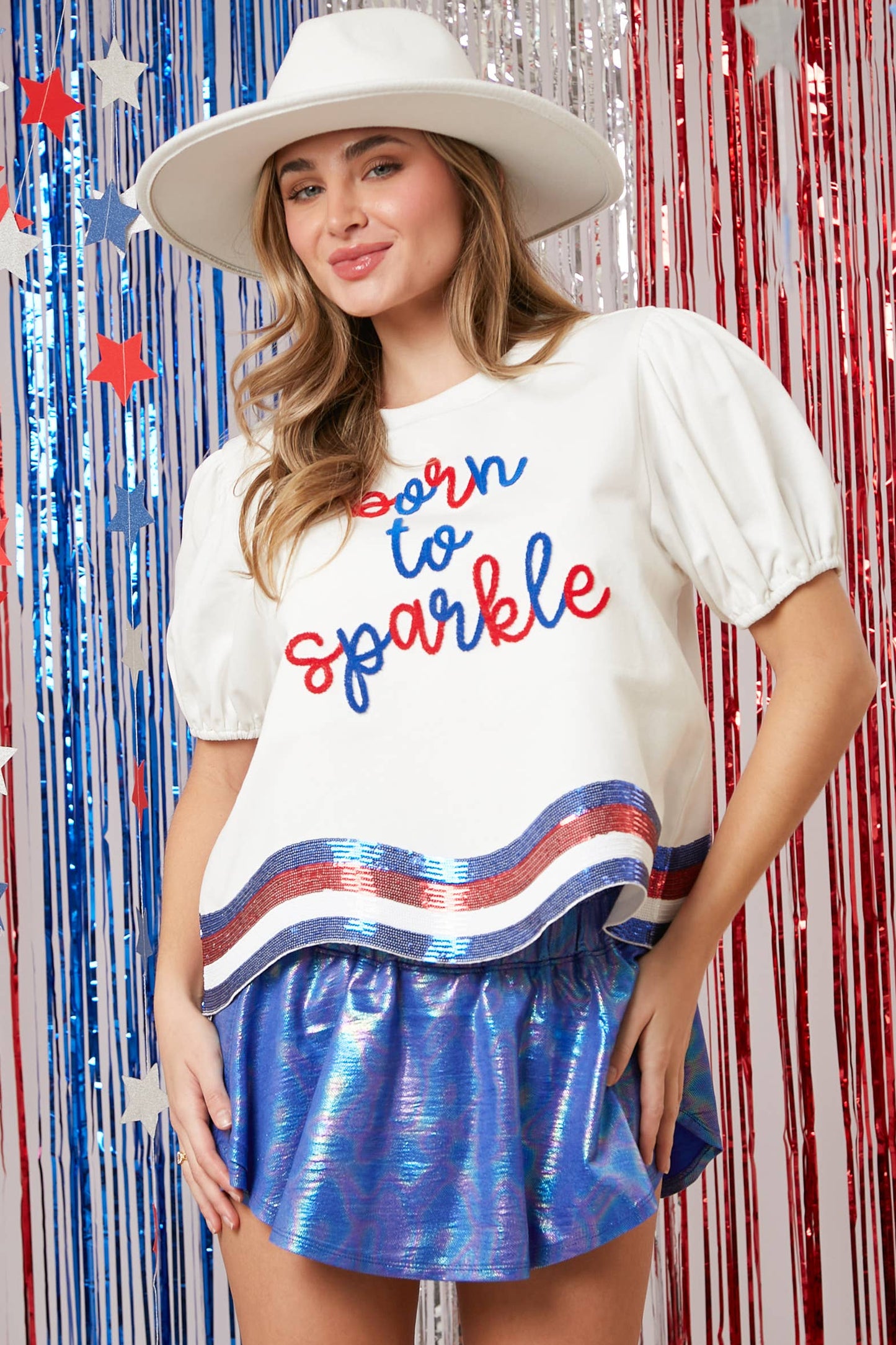'Born to Sparkle' Laser Cut Embroidery Tee