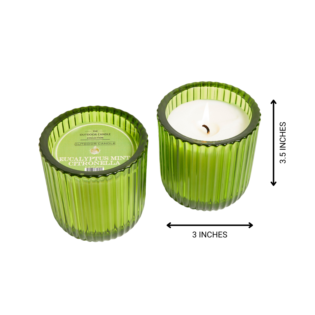 Eucalyptus Mint Citronella Green Glass Candle 8oz.