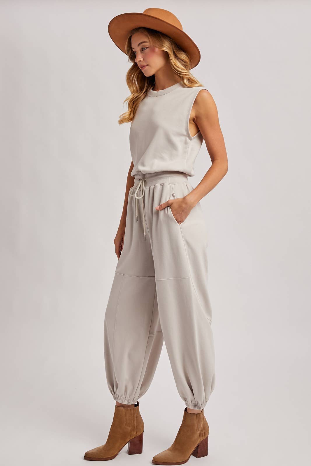 Sleeveless Ecru Jumpsuit
