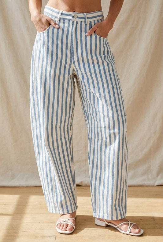 Weekend Stripe Barrel Pants
