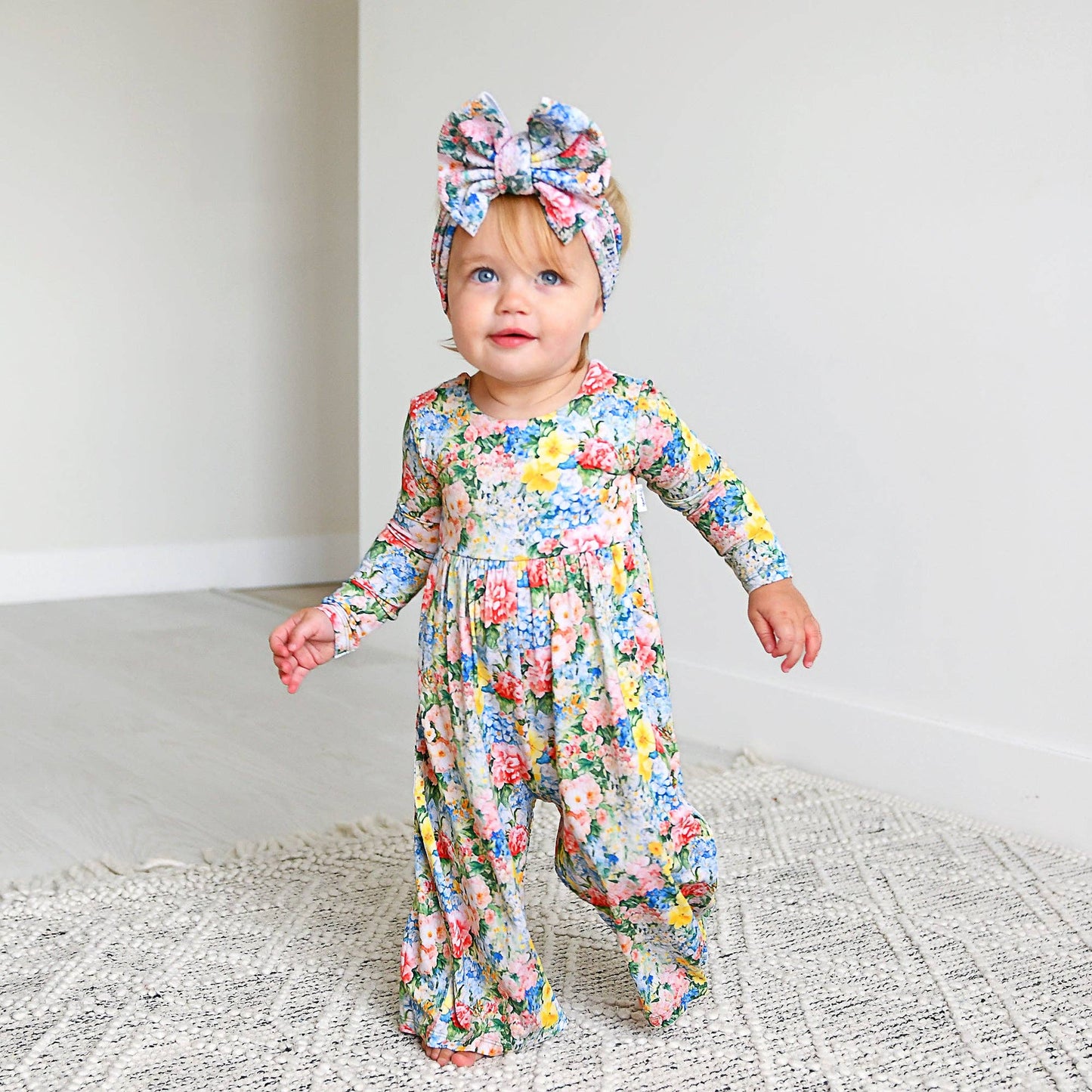 Joanna WIDE LEG ROMPER Bamboo Floral Kids Clothing Outfit