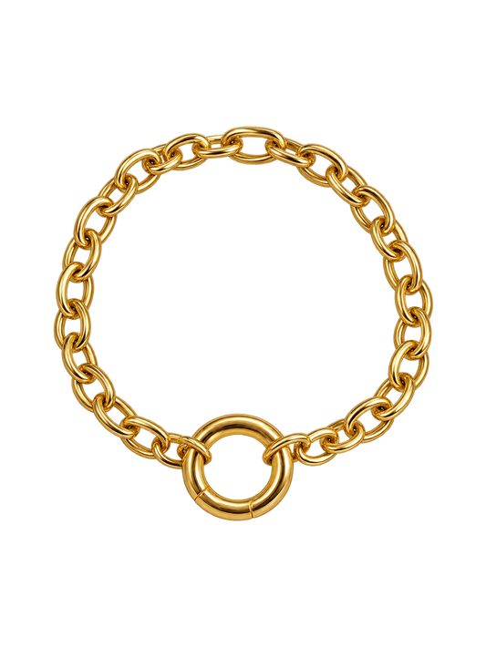 Gold Circle Clasp Charm Bracelet