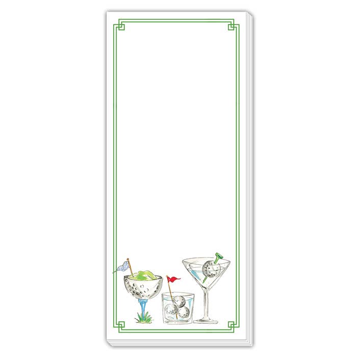 Handpainted Golf Cocktails Skinny Notepad