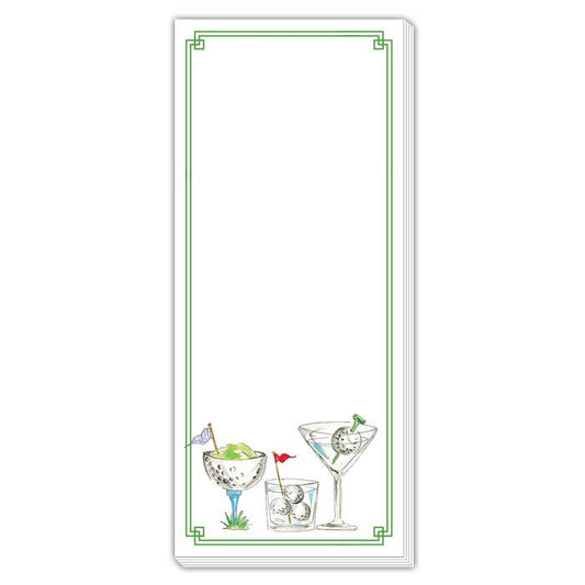 Handpainted Golf Cocktails Skinny Notepad