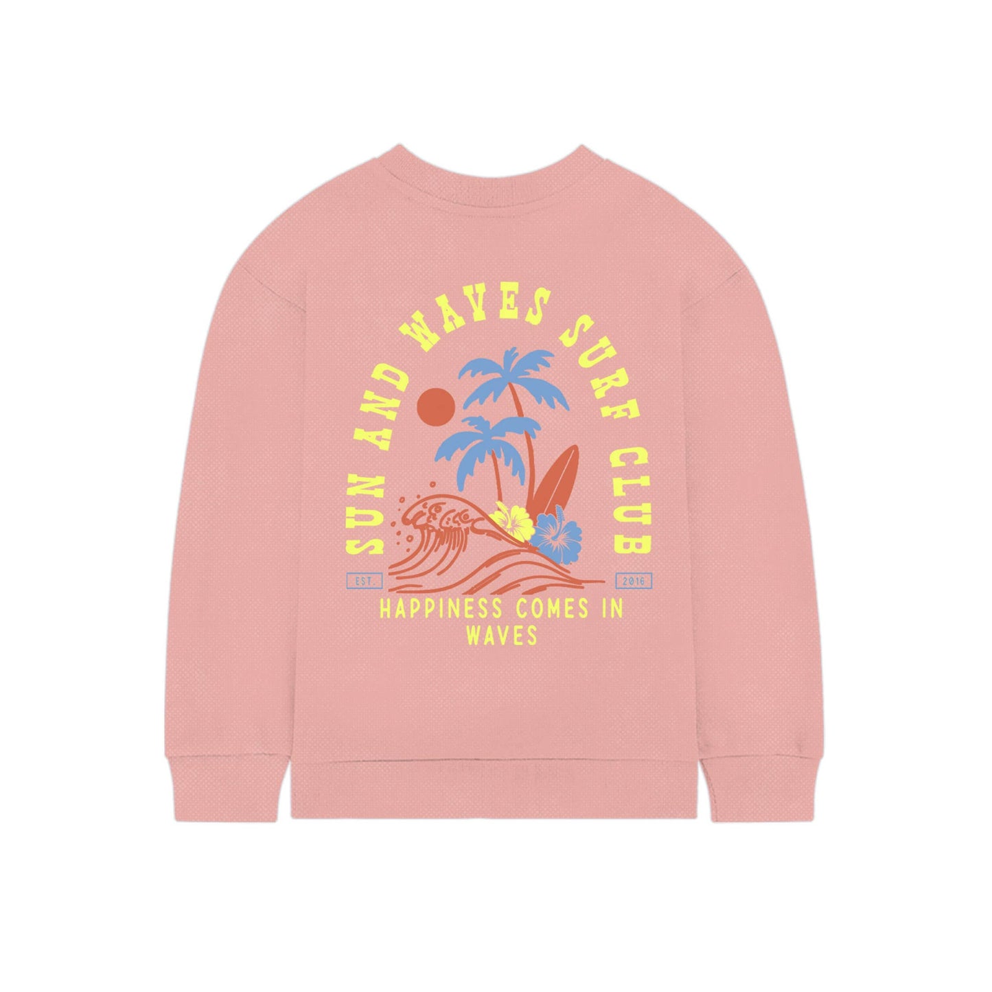 Kids Sun & Waves Crewneck Sweatshirt-Rose-Girls, Boys