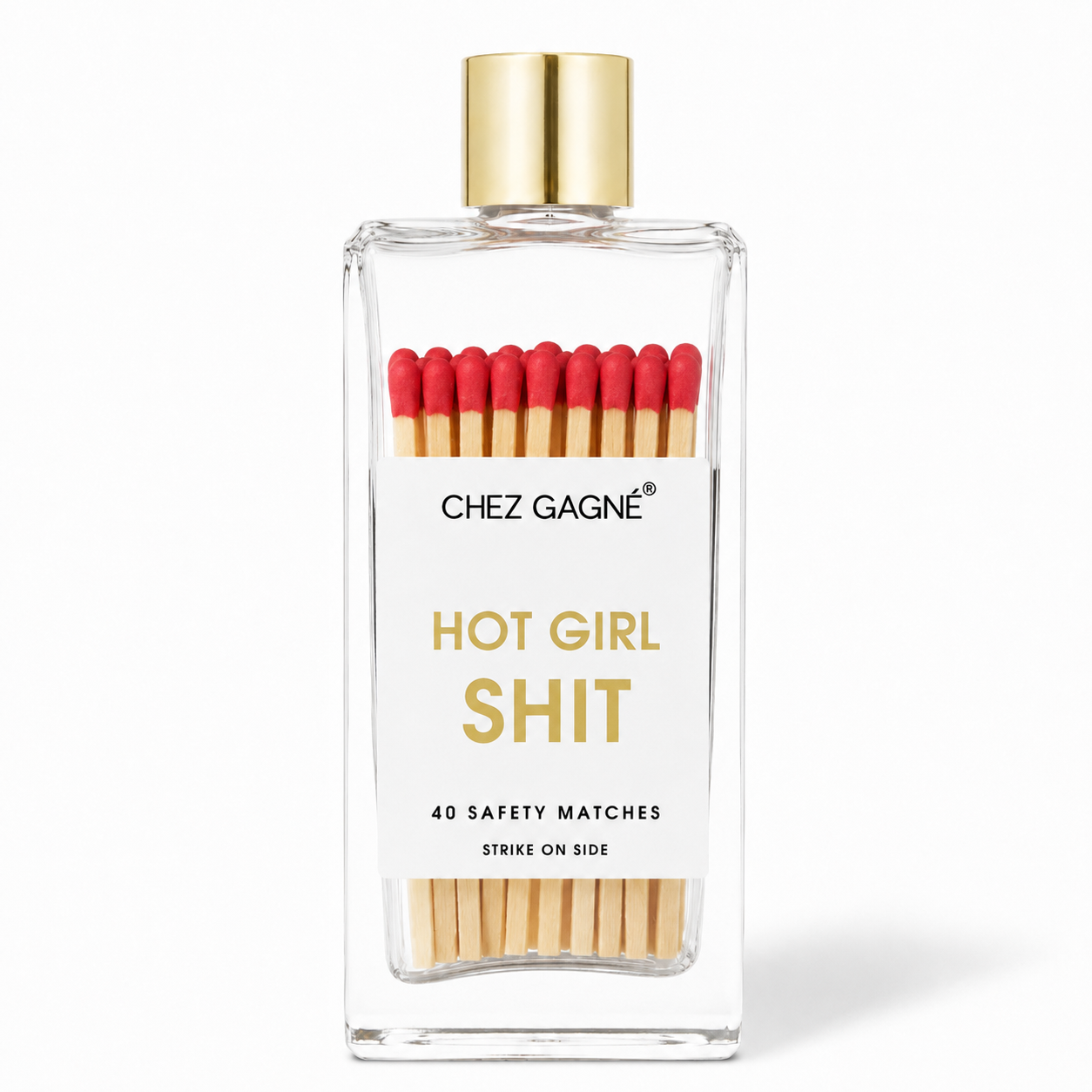 Hot Girl Shit - Glass Bottle Safety Matches, Red, Funny Gift