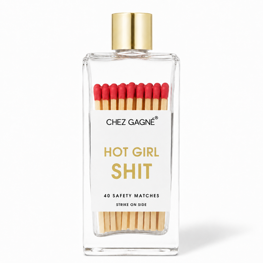 Hot Girl Shit - Glass Bottle Safety Matches, Red, Funny Gift