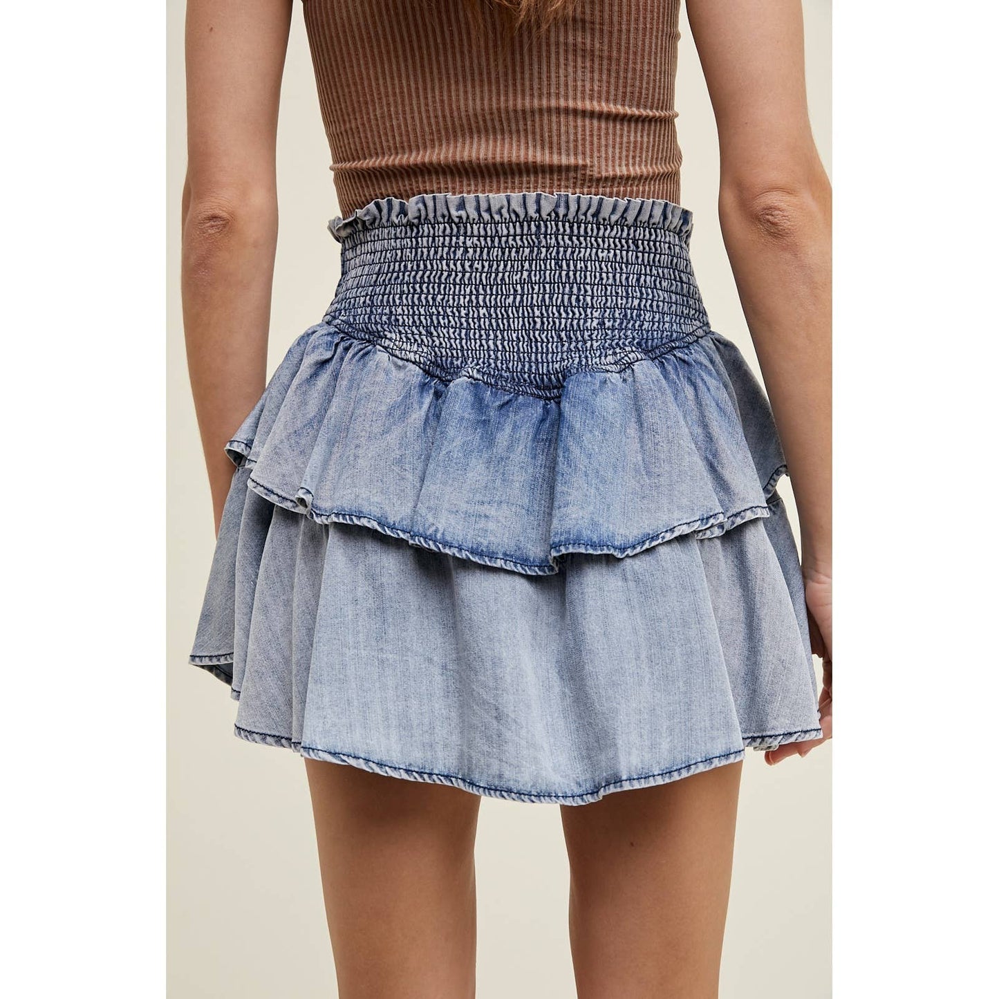 TIERED DENIM MINI SKIRT / WL24-8453