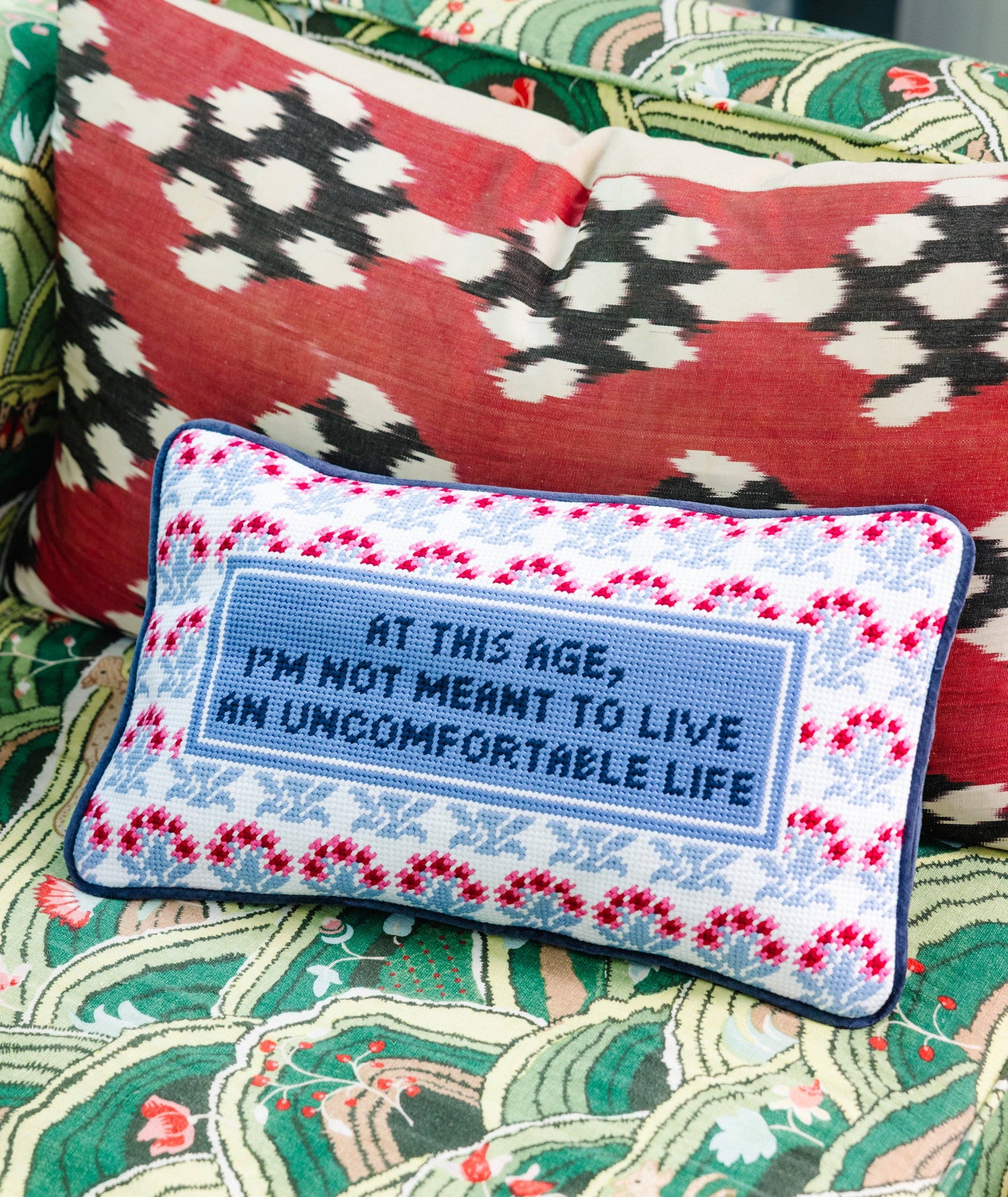 Uncomfortable Needlepoint Pillow