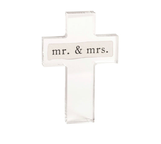 Mr & Mrs Paper Acrylic Cross