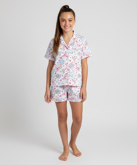 Cheer Print Satin PJ Set
