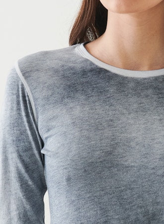 Pima Classic Spray Long Sleeve Crew - Black