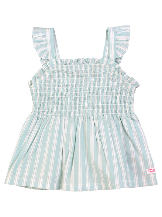 Girls Retro Stripe Smocked Woven Tank Top