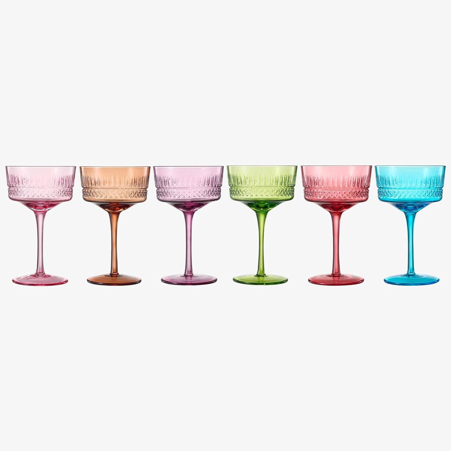 Art Deco Colored Crystal Coupe Glass Set