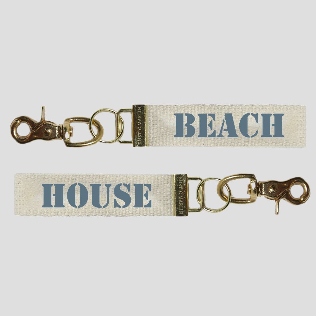 Nautical Blue Beach House Keychain