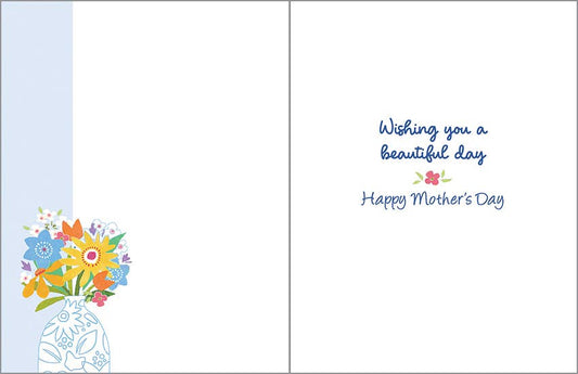 Mother's Day Greeting Card - Vase on Blue