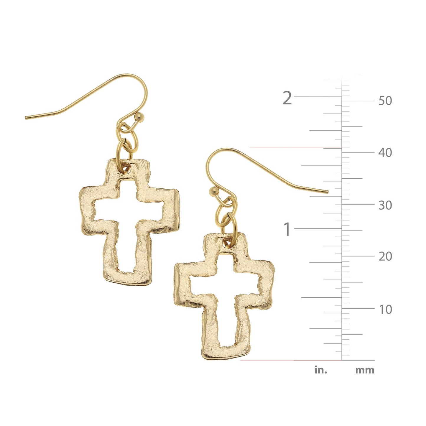 Gold Open Cross Earrings