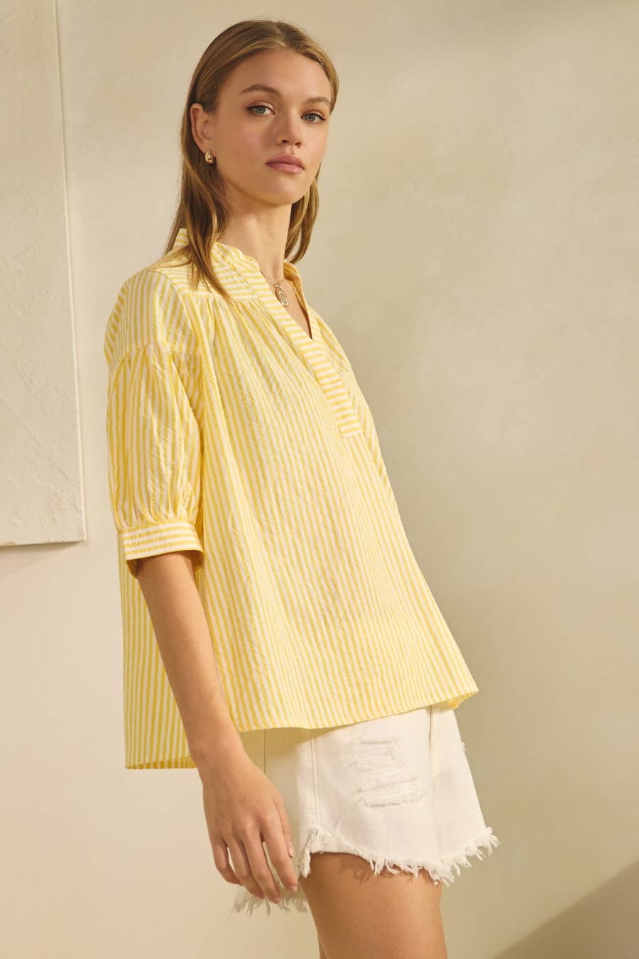 Butter Yellow Striped Blouse
