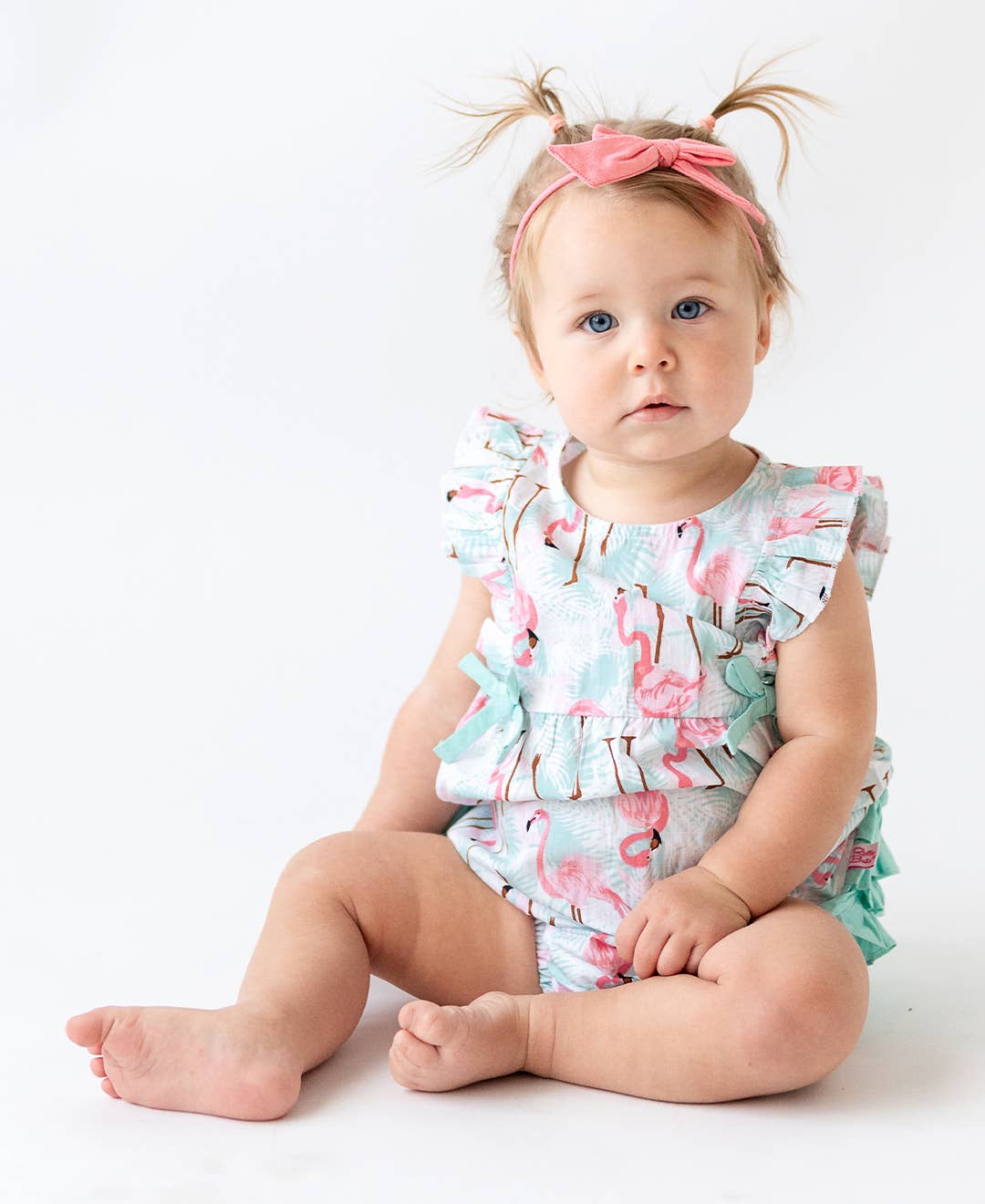 Baby Girls Vibrant Flamingo Classic Ruffle Bubble Romper