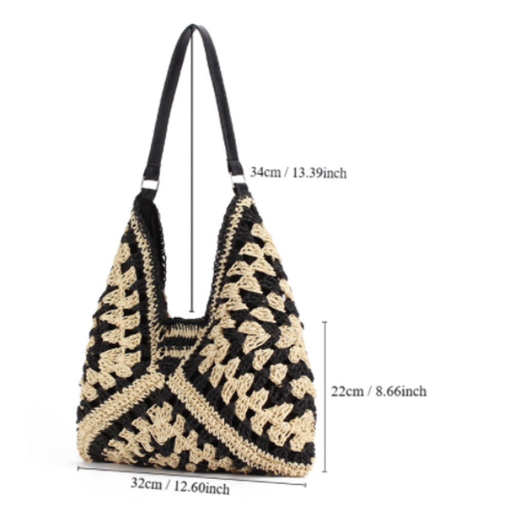 Fashionable Straw Woven Bag Vacation Commuting Shoulder Bag