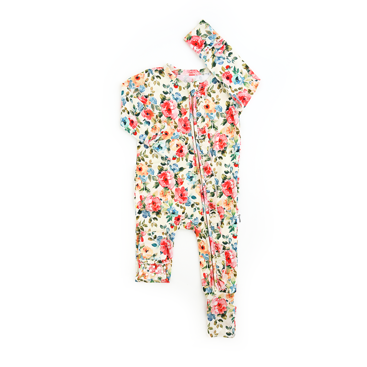 Nayeli RUFFLE ZIP Bamboo One Piece Floral Baby Clothing