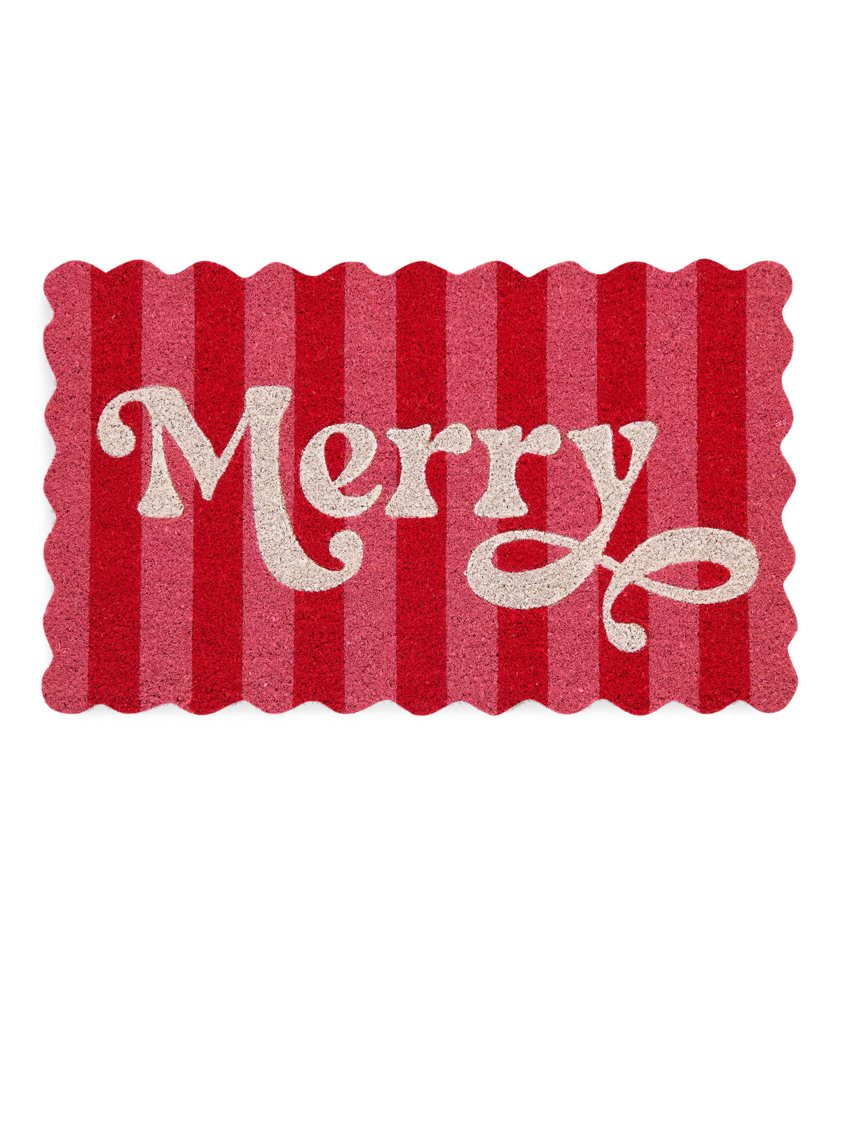 "MERRY" SCALLOPED DOORMAT, MULTI