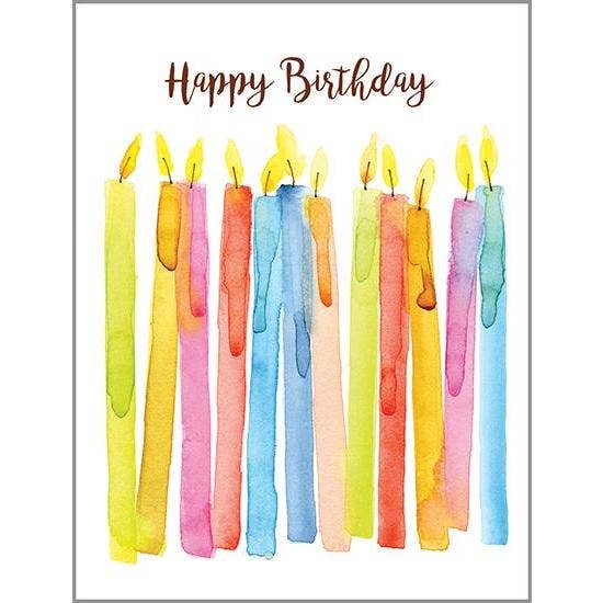 Birthday Greeting Card - Watercolor Candles