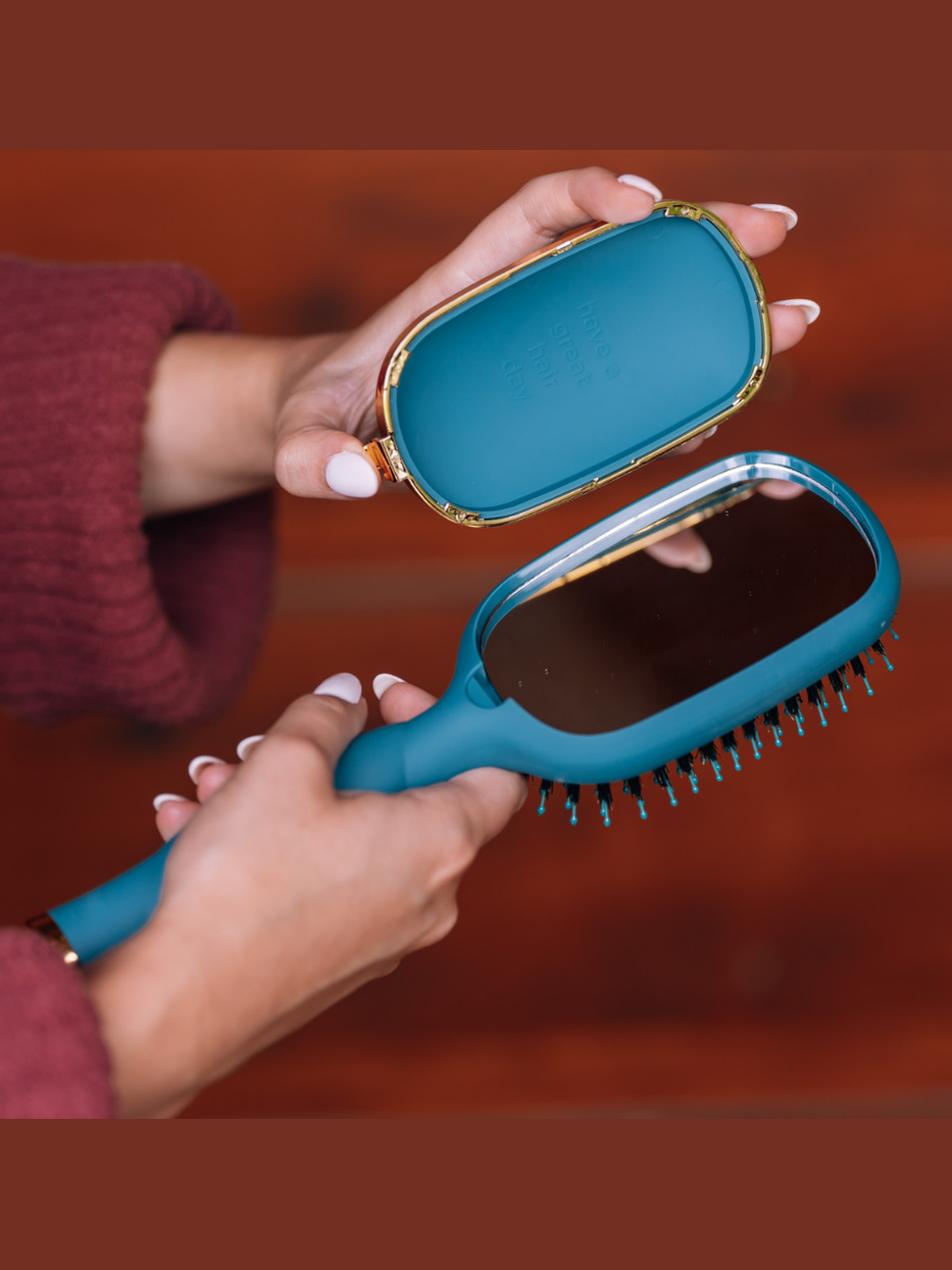 Boar Bristle Hair Brush - Teal With It