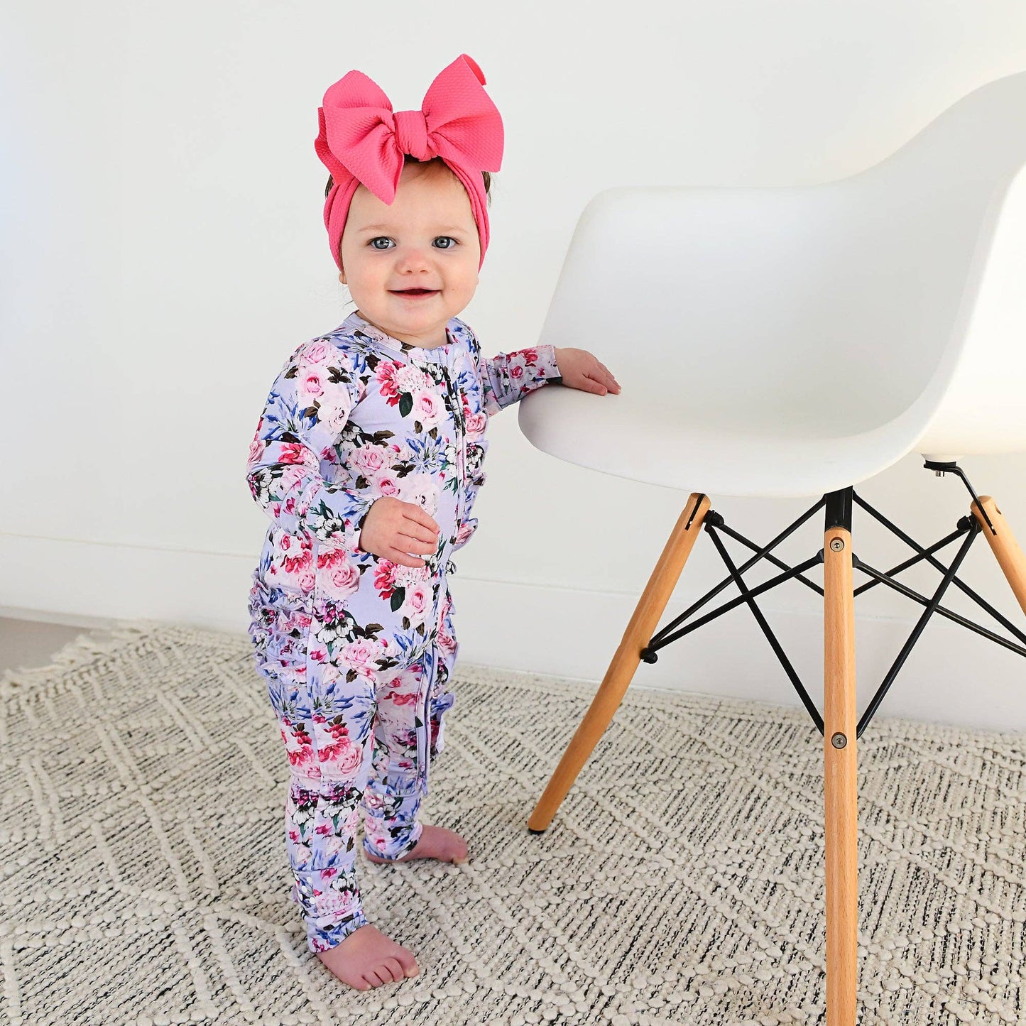 Emerson Floral Ruffle Zip Bamboo Baby Sleepies Little