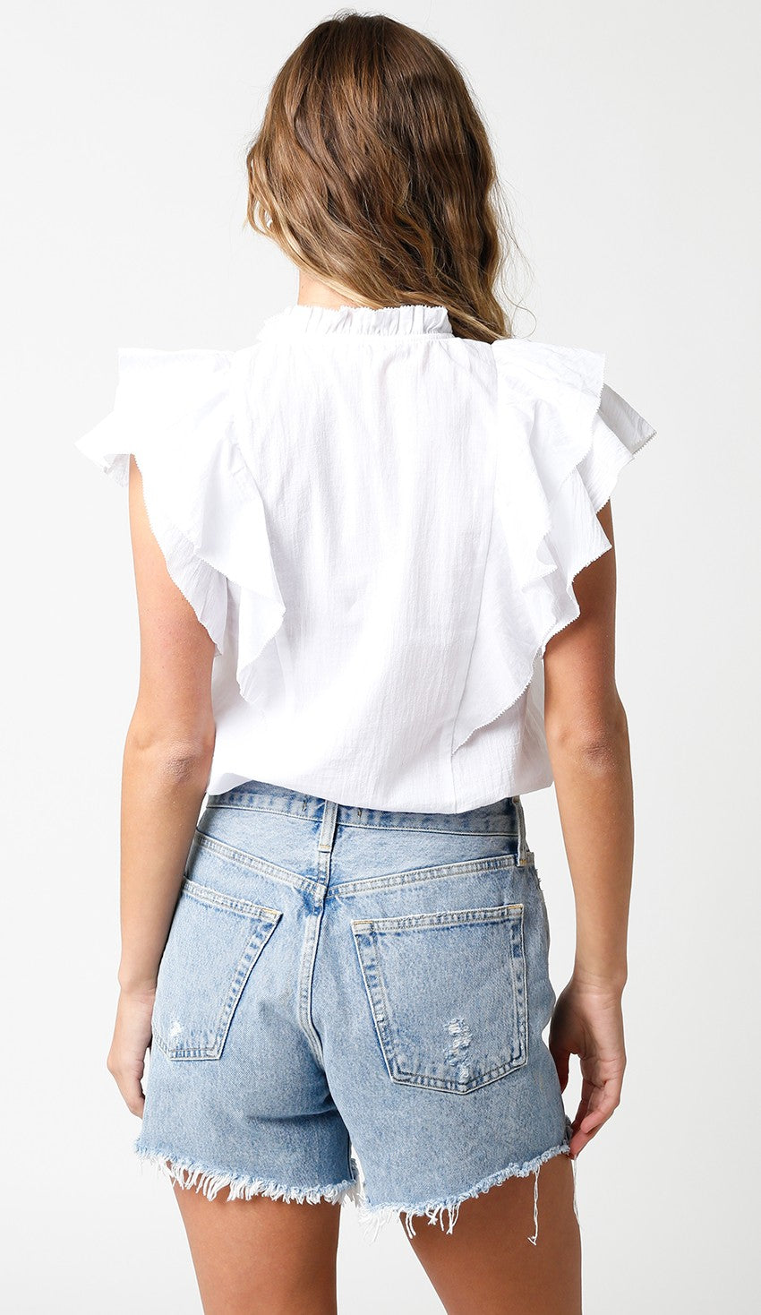 White Flirty Flutter Top