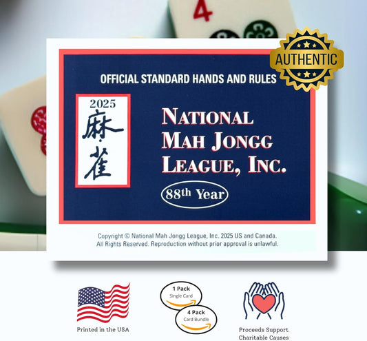 National Mah Jong 2025 Card Official Large Print in Plastic Sleeve